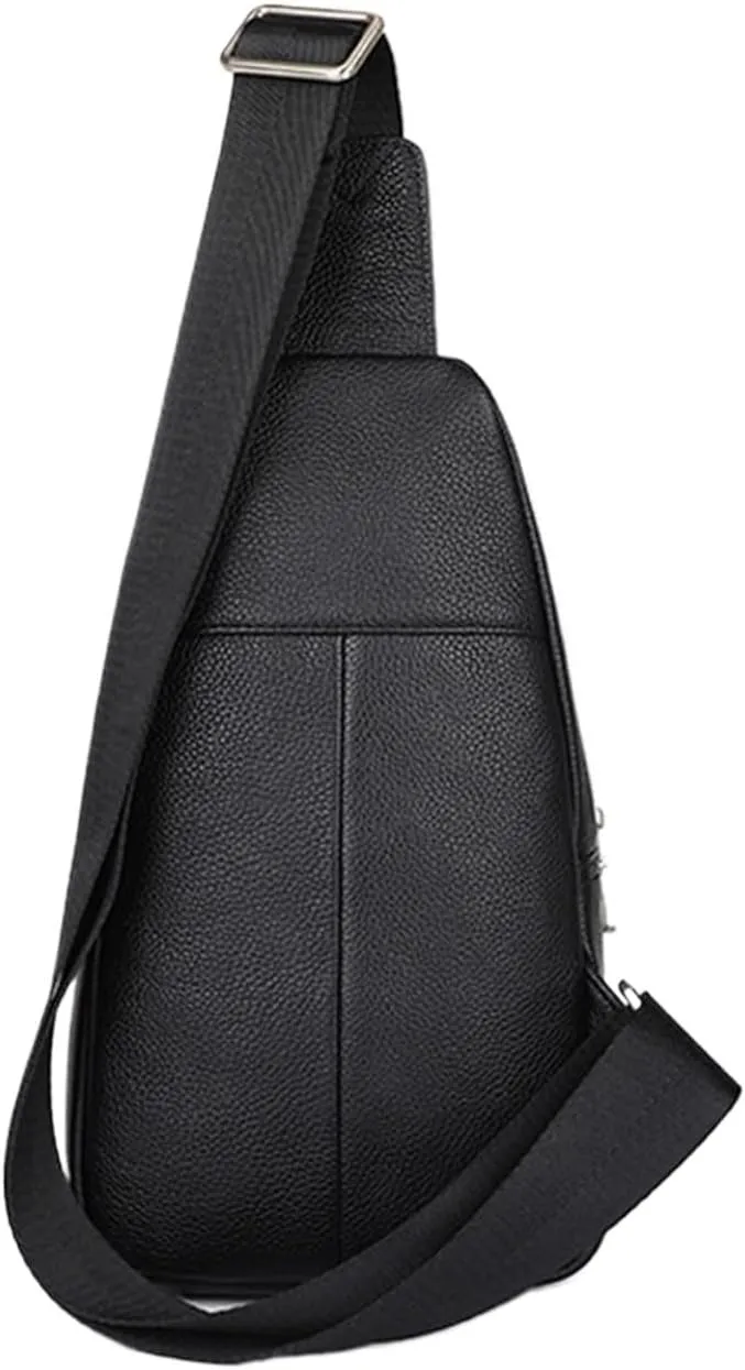 Anti Theft Sling Chest Bag Leather Crossbody Shoulder Bag Chest Backpack Multipurpose Daypack For Outdoor Sport Camping(Black)