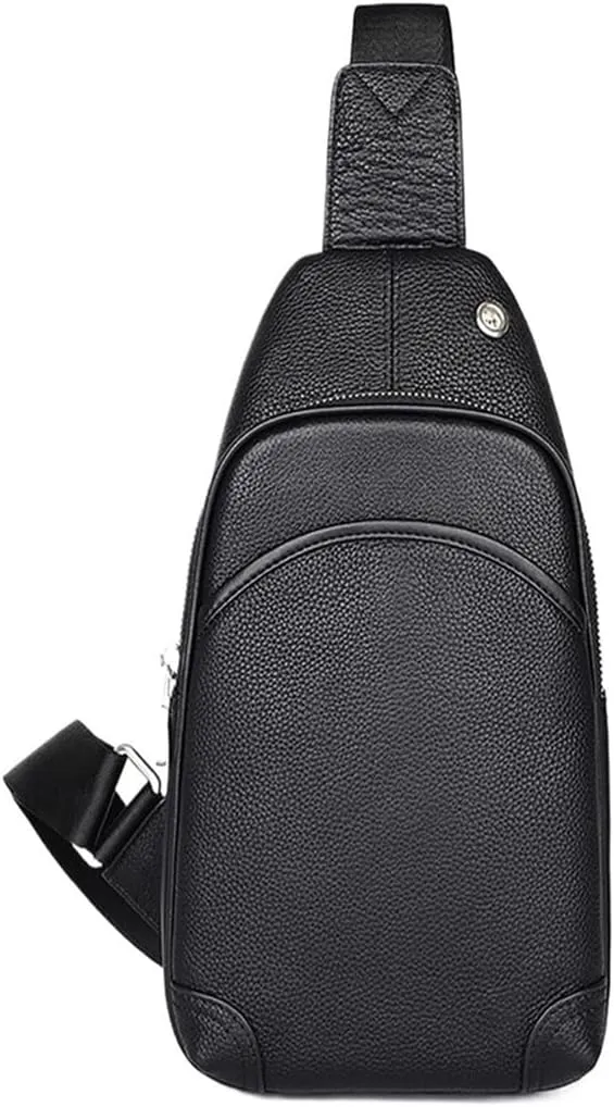 Anti Theft Sling Chest Bag Leather Crossbody Shoulder Bag Chest Backpack Multipurpose Daypack For Outdoor Sport Camping(Black)