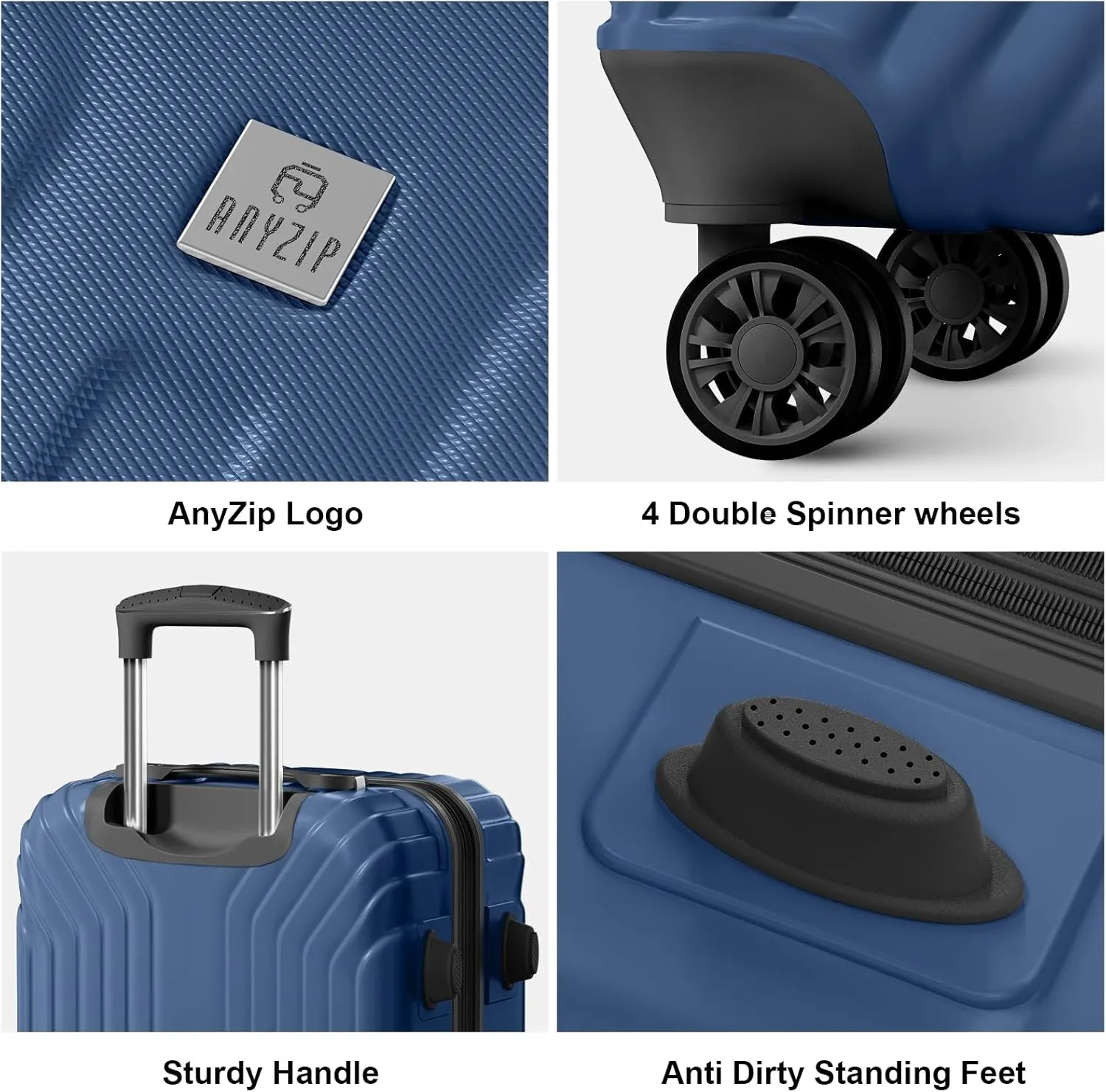 AnyZip Expandable Luggage, 28 Inch Large Hard Shell Checked Suitcase, Rolling Lightweight Travel Suitcases with Wheels TSA Lock (Blue)