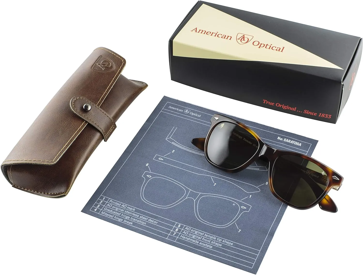 AO Saratoga Sunglasses - Tortoise - Calobar Green AOLite Nylon Lenses - 54-19-145