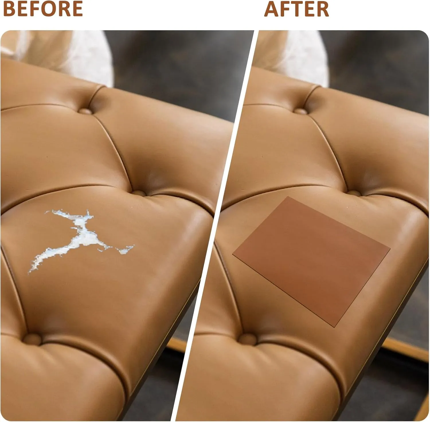 AOOTOOLINK Leather Repair Patch 17X316 Inch Self Adhesive Leather Repair, Large Leather Repair Tape for Couches, Furniture, Car Seats, Cabinets, Sofa, Handbags (Light Brown, 17X316 Inch)