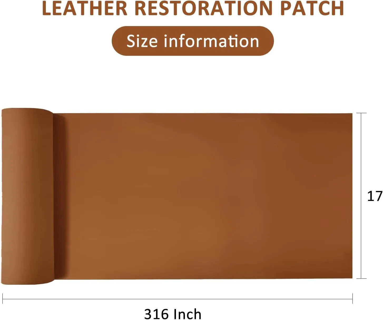 AOOTOOLINK Leather Repair Patch 17X316 Inch Self Adhesive Leather Repair, Large Leather Repair Tape for Couches, Furniture, Car Seats, Cabinets, Sofa, Handbags (Light Brown, 17X316 Inch)