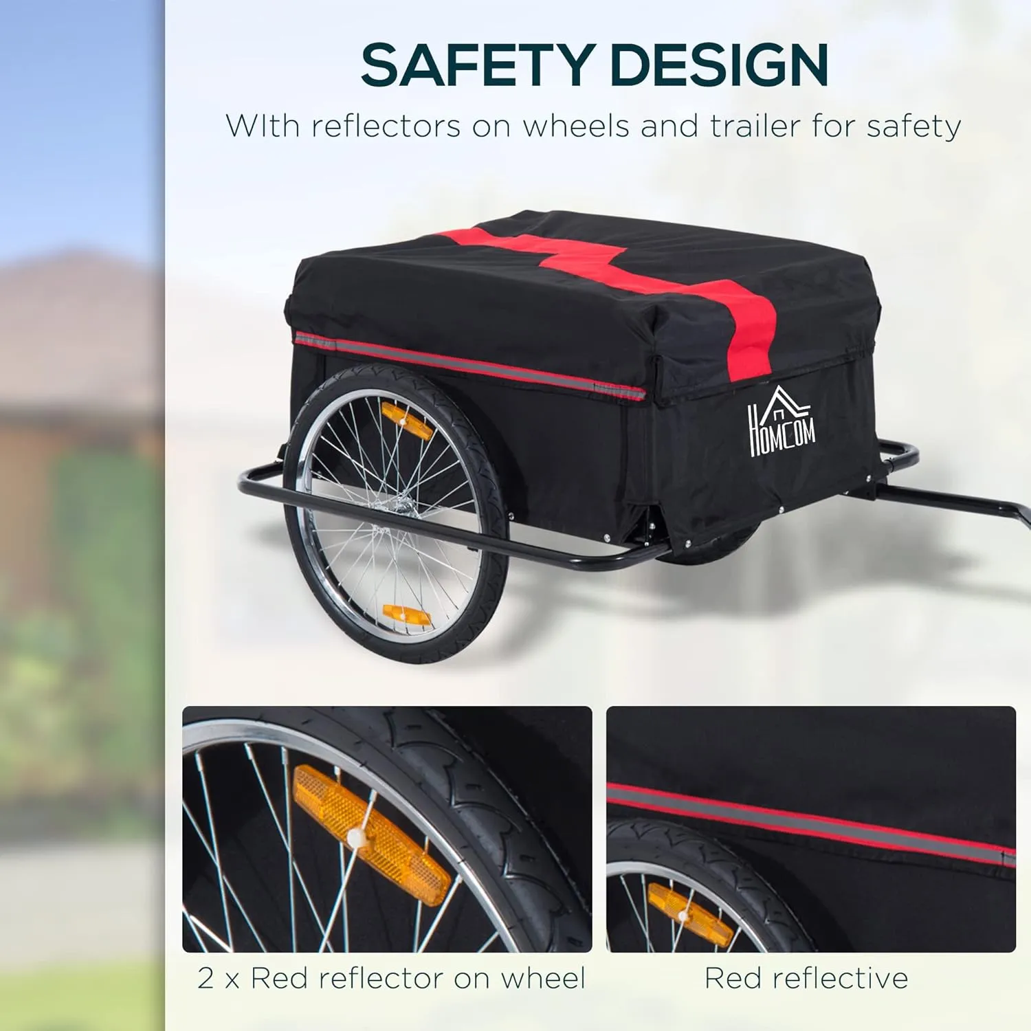 Aosom Bicycle Cargo Trailer, Two-Wheel Bike Luggage Wagon Trailer with Removable Cover