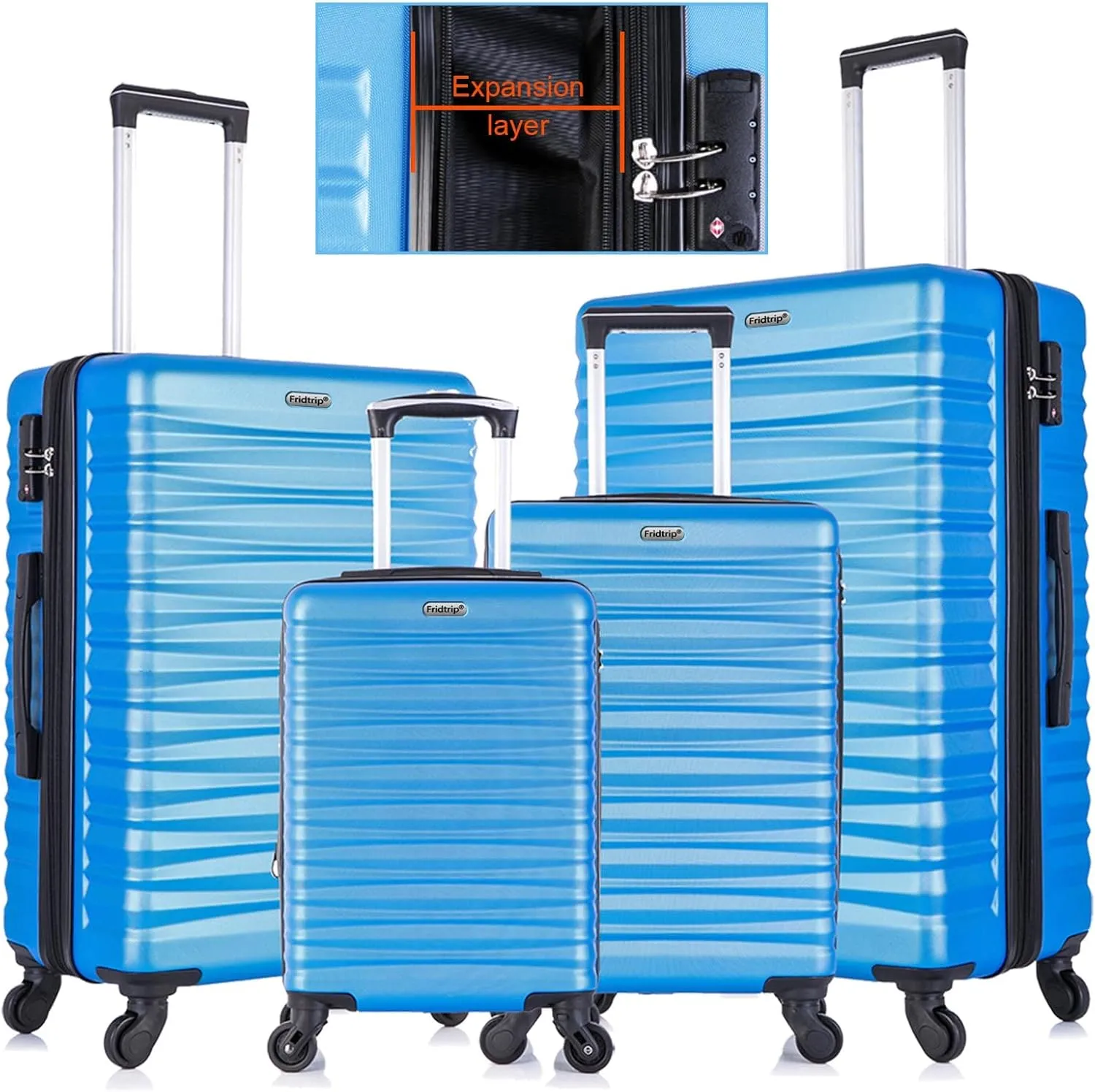 Apelila 4 Piece Hardshell Luggage Sets,Travel Suitcase,Carry On Luggage with Spinner Wheels Free Cover&Hanger Inside4PC (Light Blue)