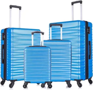 Apelila 4 Piece Hardshell Luggage Sets,Travel Suitcase,Carry On Luggage with Spinner Wheels Free Cover&Hanger Inside4PC (Light Blue)
