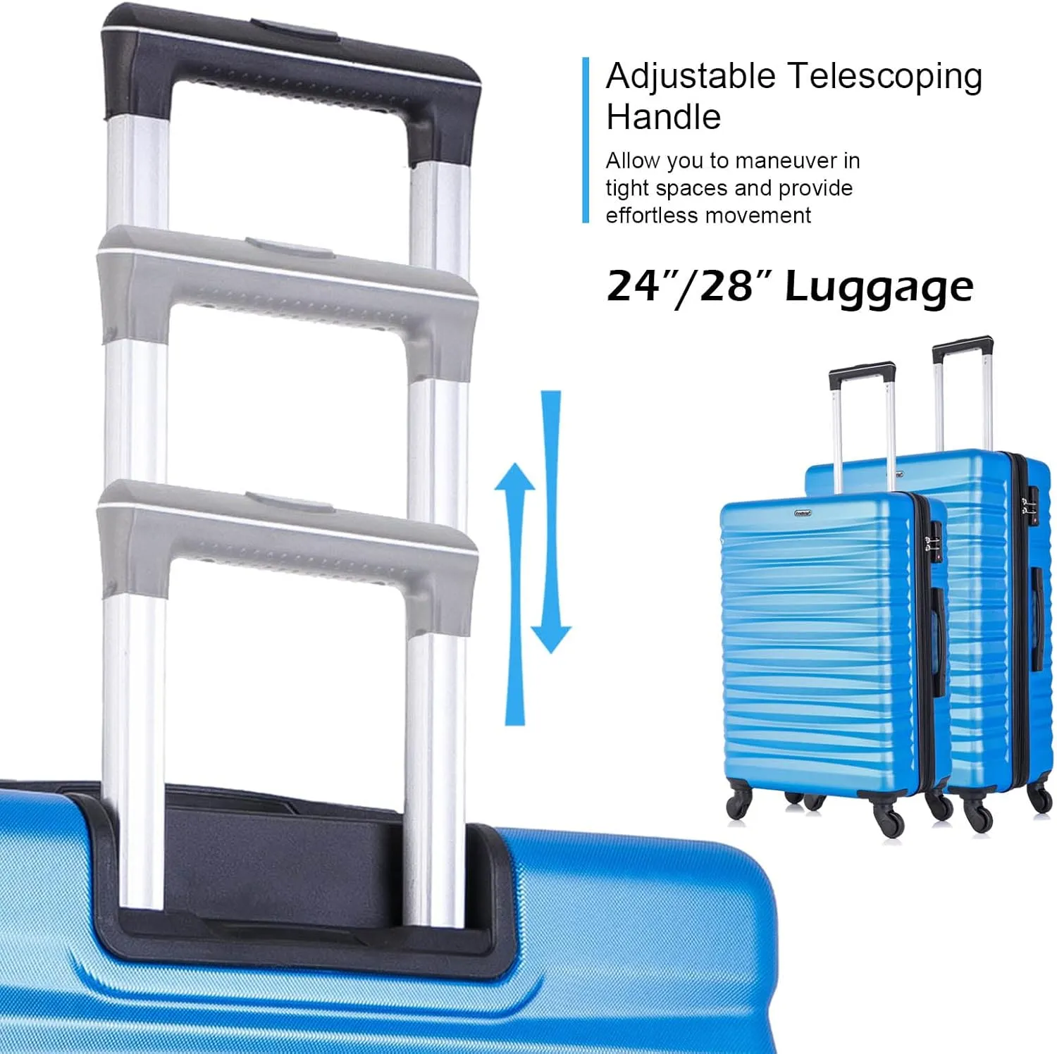 Apelila 4 Piece Hardshell Luggage Sets,Travel Suitcase,Carry On Luggage with Spinner Wheels Free Cover&Hanger Inside4PC (Light Blue)
