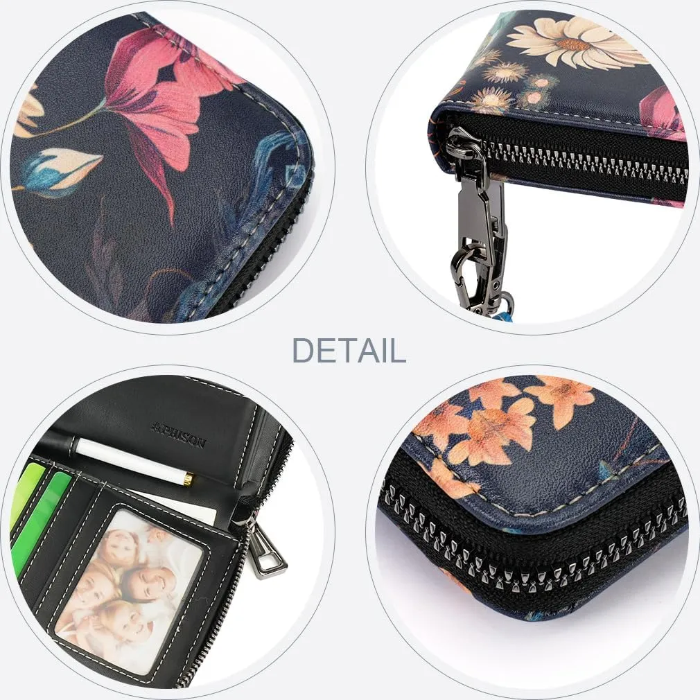 APHISON Wallet Women Large Capacity Clutch Purse For Ladies Card Holder RFID Wristlet Phone Zipper Coin Travel Pocket