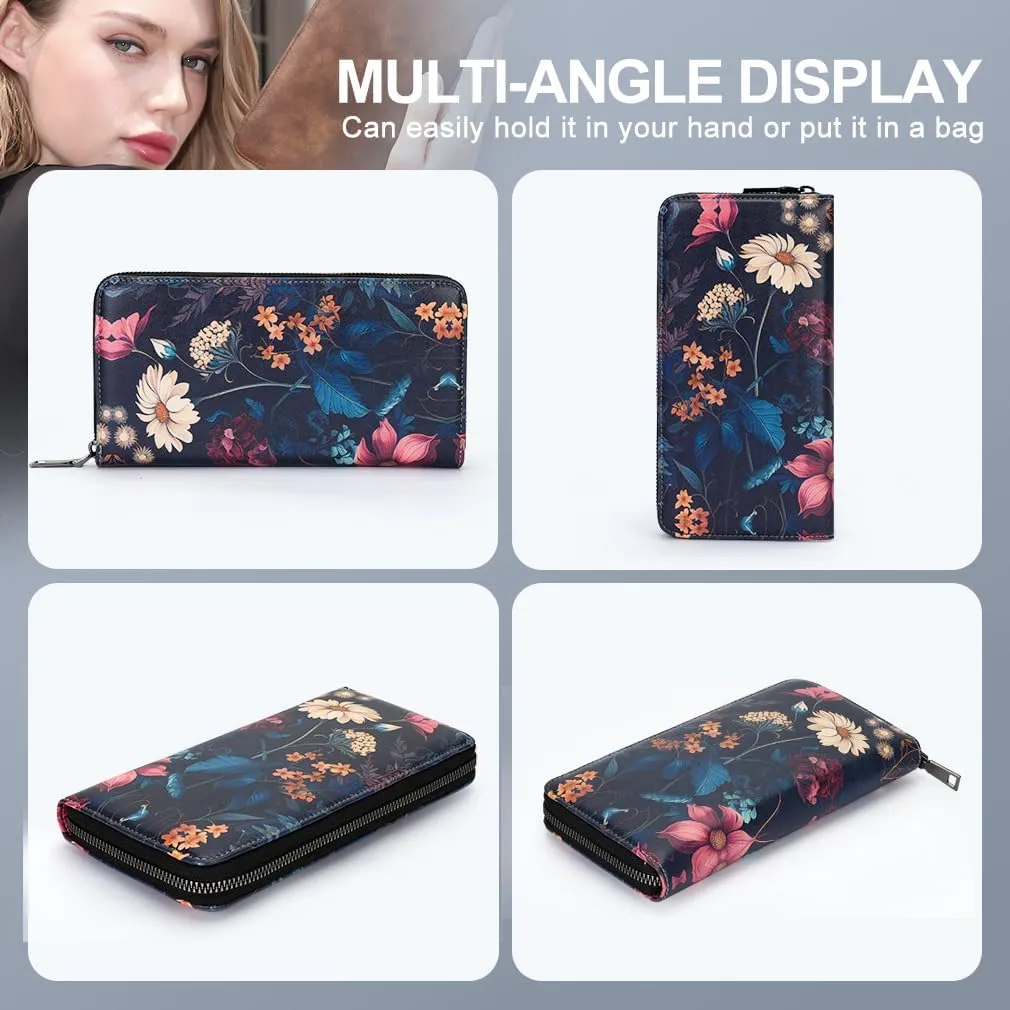 APHISON Wallet Women Large Capacity Clutch Purse For Ladies Card Holder RFID Wristlet Phone Zipper Coin Travel Pocket