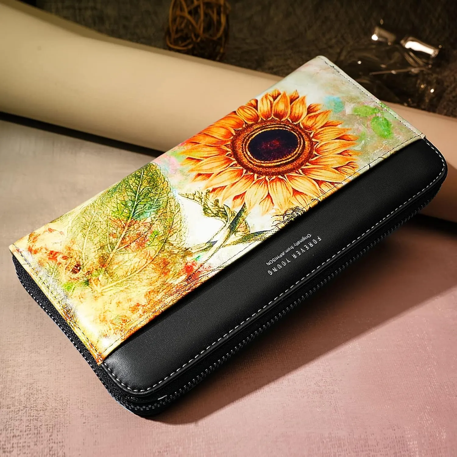 APHISON Wallet Women Large Capacity Clutch Purse For Ladies Card Holder RFID Wristlet Phone Zipper Coin Travel Pocket