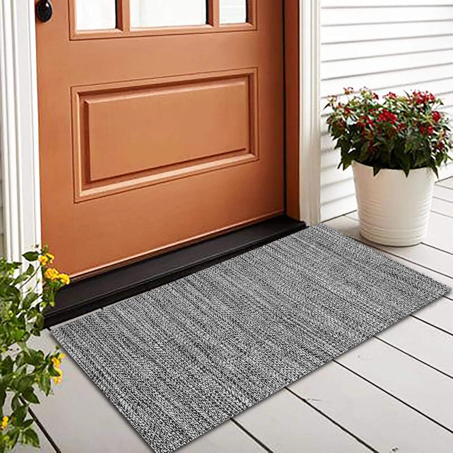 Area Rug Runner Washable - 2'x3' Rugs for Living Room Woven Boho Rug for Bedroom, Bathroom, Entryway, and Farmhouse Entry Decor - Black/Off White