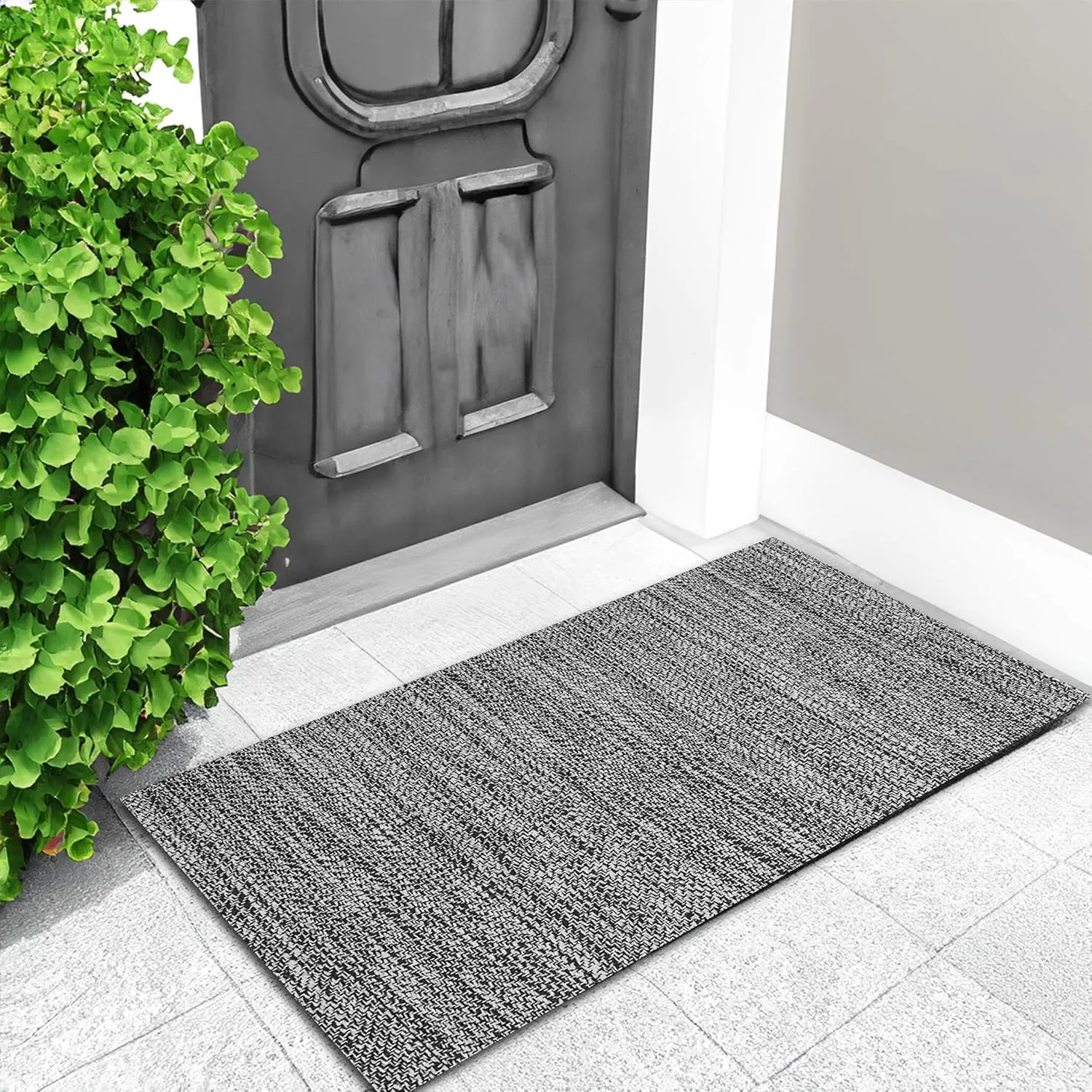 Area Rug Runner Washable - 2'x3' Rugs for Living Room Woven Boho Rug for Bedroom, Bathroom, Entryway, and Farmhouse Entry Decor - Black/Off White