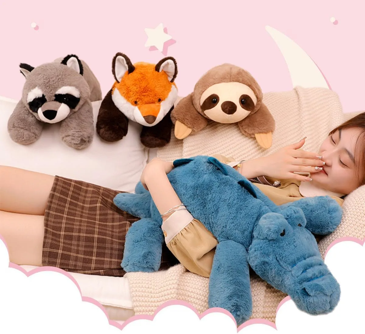 ARELUX Soft 18in Raccoon Stuffed Animals: Raccoon Plush Cute Cuddly Body Pillow Hug Sleeping Fluffy Wild Animal Toys Bed Decor Plushie Doll Friends Family Member