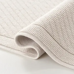 Arkwright 100% Cotton Bathroom Rug - High Absorbent Stylish Textured Woven Design Bath Mat, Slip Resistant Backing for Shower and Bathtub Floor, 17x24 in - Beige