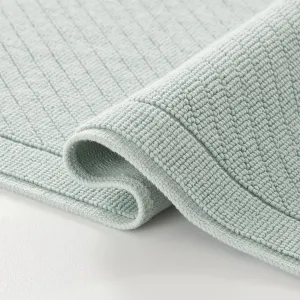 Arkwright 100% Cotton Bathroom Rug - High Absorbent Stylish Textured Woven Design Bath Mat, Slip Resistant Backing for Shower and Bathtub Floor, 20x60 in - Green