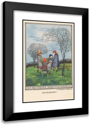 ArtDirect Marianne Hitschmann-Steinberger 13x18 Black Modern Frame and Double Matted Museum Art Print Titled - ‘From the Wiener Warwald School’, War Postcard (1915)