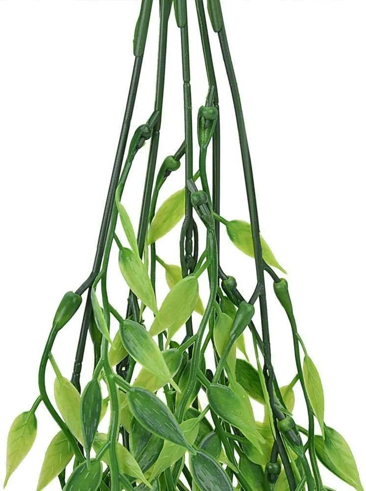 Artificial Weeping Willow, Plastic Plants Greenery Leaves Fake Hanging Vine Faux Ivy Garland UV Resistant for Home Indoor Outdoor Garden Door Wall Baskets Wedding Party Table Decor Decoration - 8 Pcs
