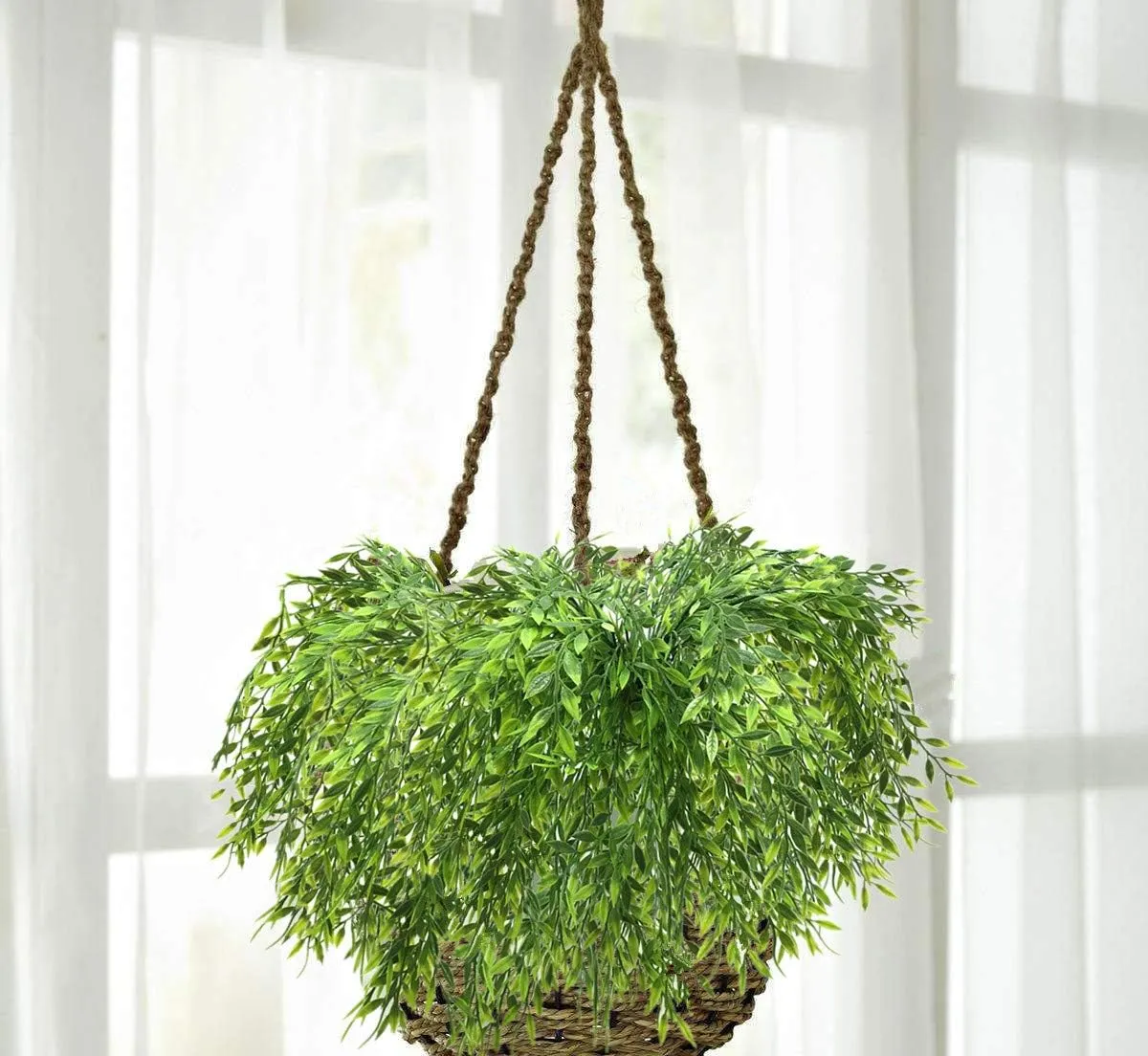 Artificial Weeping Willow, Plastic Plants Greenery Leaves Fake Hanging Vine Faux Ivy Garland UV Resistant for Home Indoor Outdoor Garden Door Wall Baskets Wedding Party Table Decor Decoration - 8 Pcs