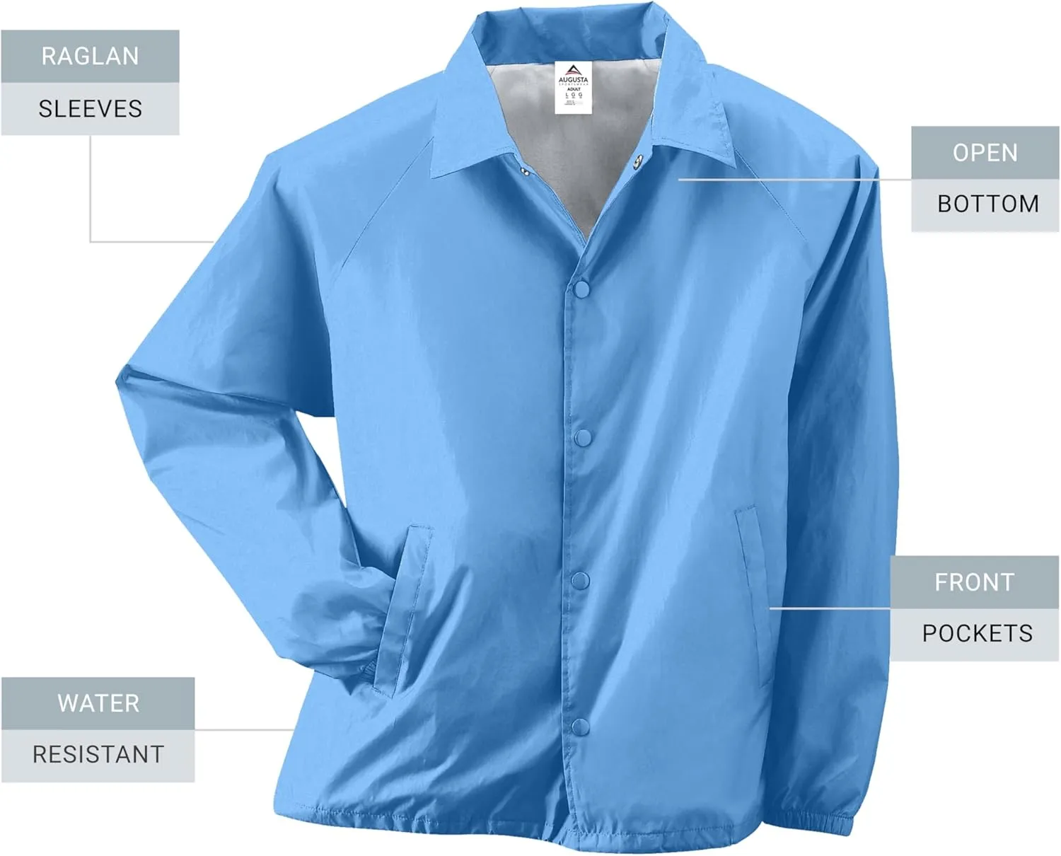 Augusta Sportswear Nylon Coach's Jacket/Lined - Rain-Ready, Water-Resistant Outerwear for Coaches & Outdoor Activities