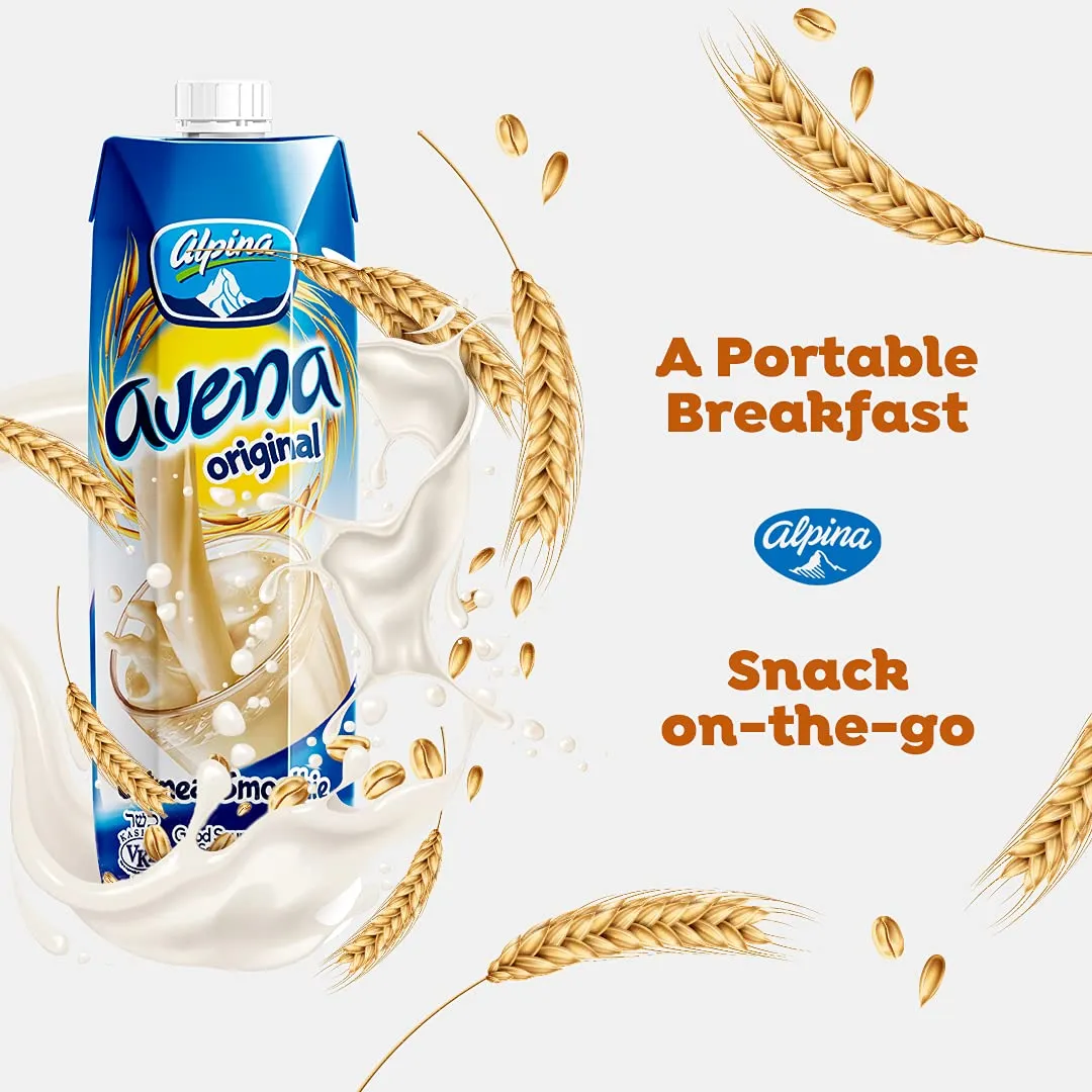 AVENA ALPINA Original Oatmeal Smoothie. 100% Organic Whole Grain Oats. Low Sugar, Low Carbs, Non-GMO Oats. Your Instant Oatmeal 24 Pack x 6.7 ounces each.