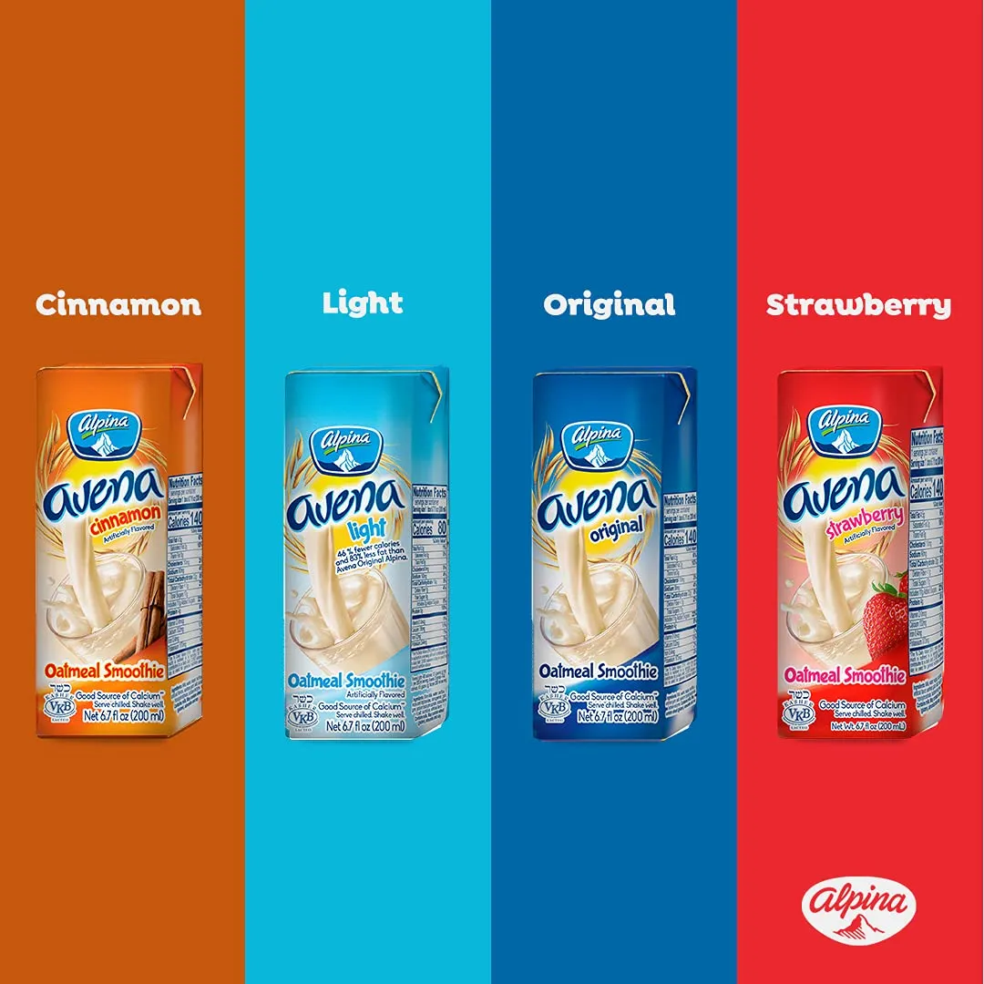 AVENA ALPINA Original Oatmeal Smoothie. 100% Organic Whole Grain Oats. Low Sugar, Low Carbs, Non-GMO Oats. Your Instant Oatmeal 24 Pack x 6.7 ounces each.