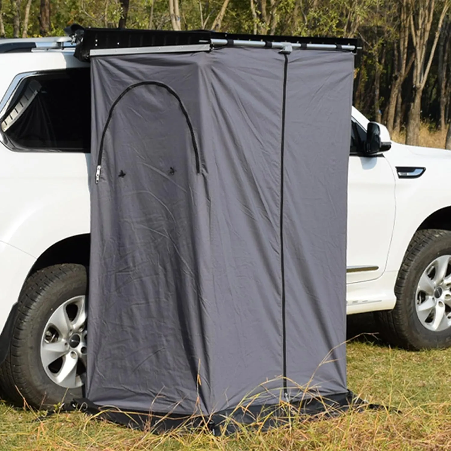 Awning Shower Tent for Car, Side Shower Room with LED Light, SUV Truck Bathroom Toilet Tents,Outdoor Camping Portable Privacy Protection Shelter (Grey 196X94X84cm)