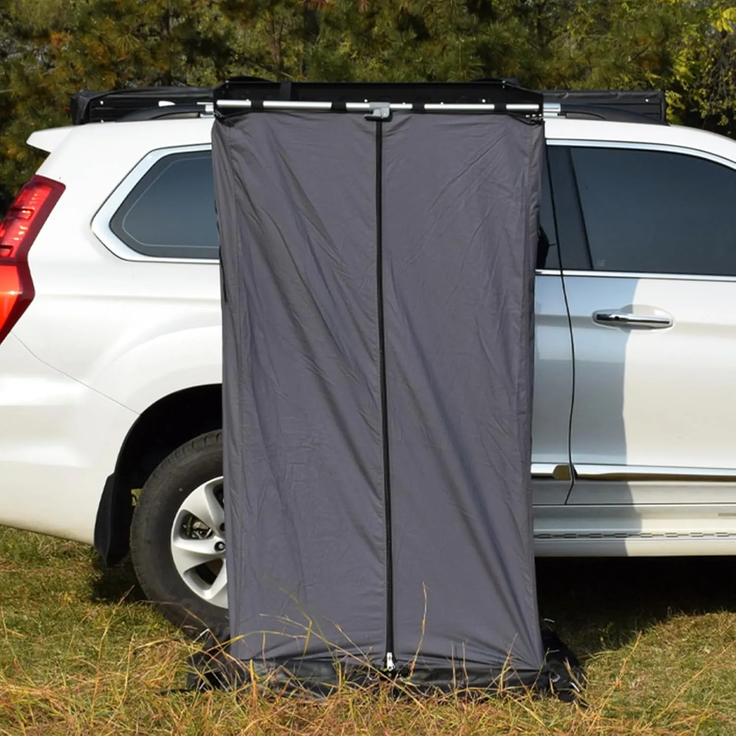 Awning Shower Tent for Car, Side Shower Room with LED Light, SUV Truck Bathroom Toilet Tents,Outdoor Camping Portable Privacy Protection Shelter (Grey 196X94X84cm)