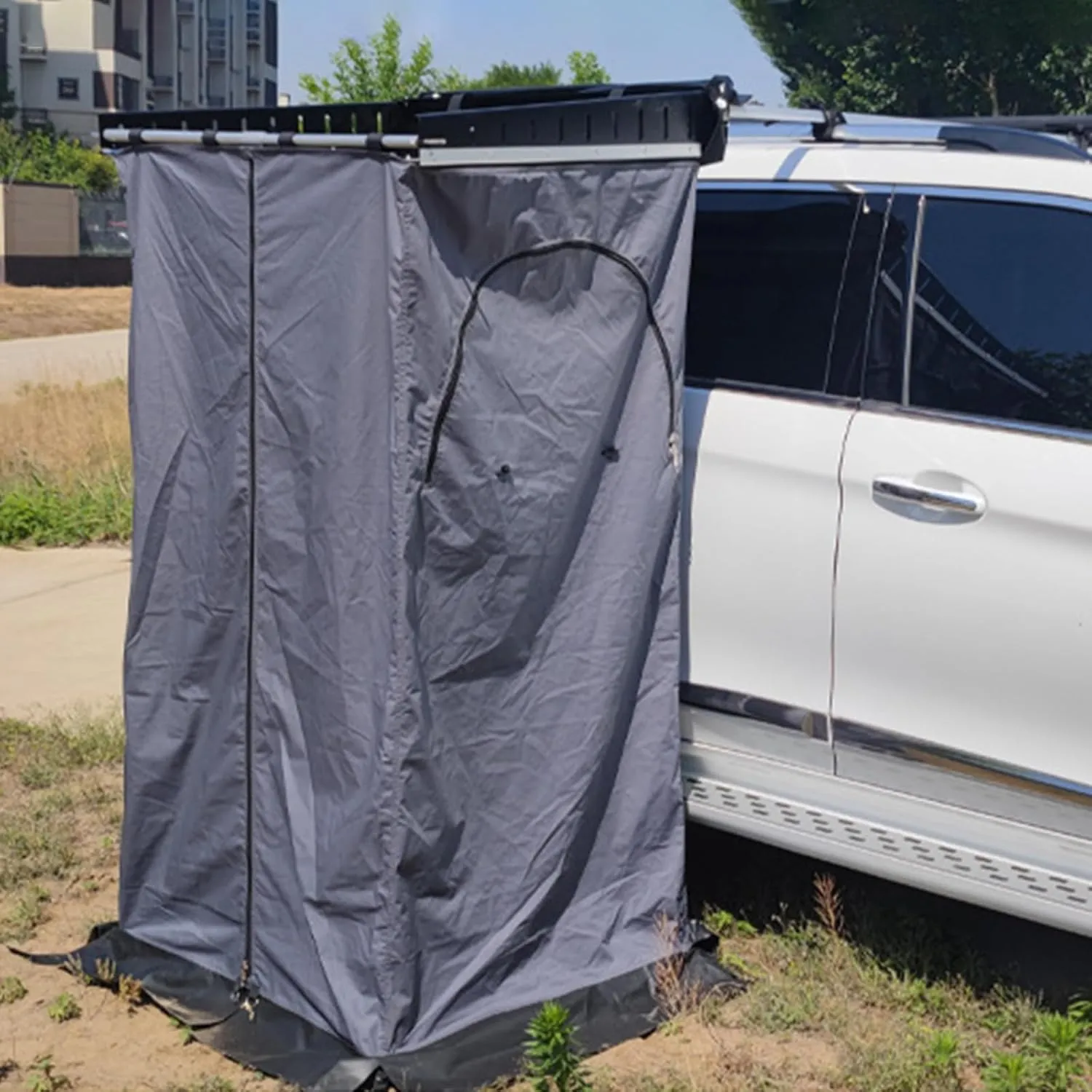 Awning Shower Tent for Car, Side Shower Room with LED Light, SUV Truck Bathroom Toilet Tents,Outdoor Camping Portable Privacy Protection Shelter (Grey 196X94X84cm)