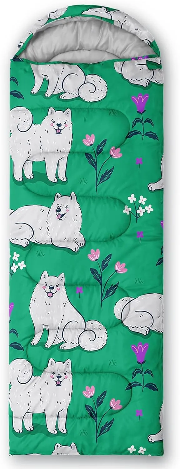 Axolotl Kawaii Dog Sleeping Bag,3 Season Warm And Cool Weather Cartoon Puupy Dog Sleeping Bags For Kids Girls Teens,Animal Waterproof Lightweight Sleeping Bags For Traveling,Outdoors Camping Equipment