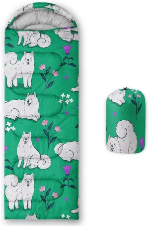 Axolotl Kawaii Dog Sleeping Bag,3 Season Warm And Cool Weather Cartoon Puupy Dog Sleeping Bags For Kids Girls Teens,Animal Waterproof Lightweight Sleeping Bags For Traveling,Outdoors Camping Equipment