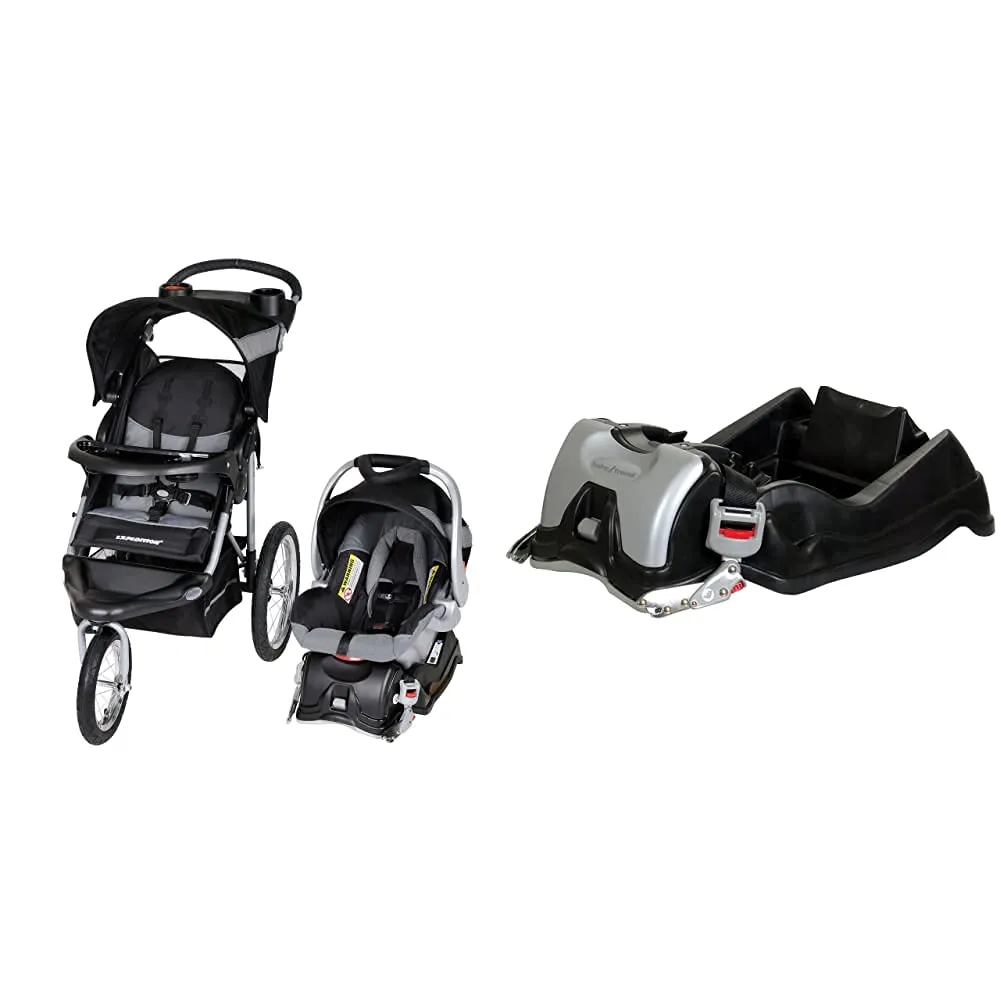 Baby Trend Expedition Jogger Travel System, Millennium White   Baby Trend EZ Flec Loc 32 Infant Car Seat Base, Black