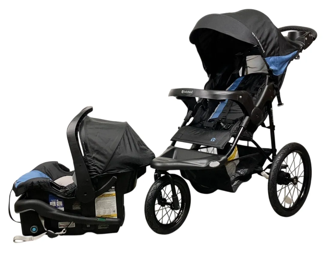 Baby Trend Expedition Zero Flat Jogger Travel System with LED Lights, 2024, Dash Blue