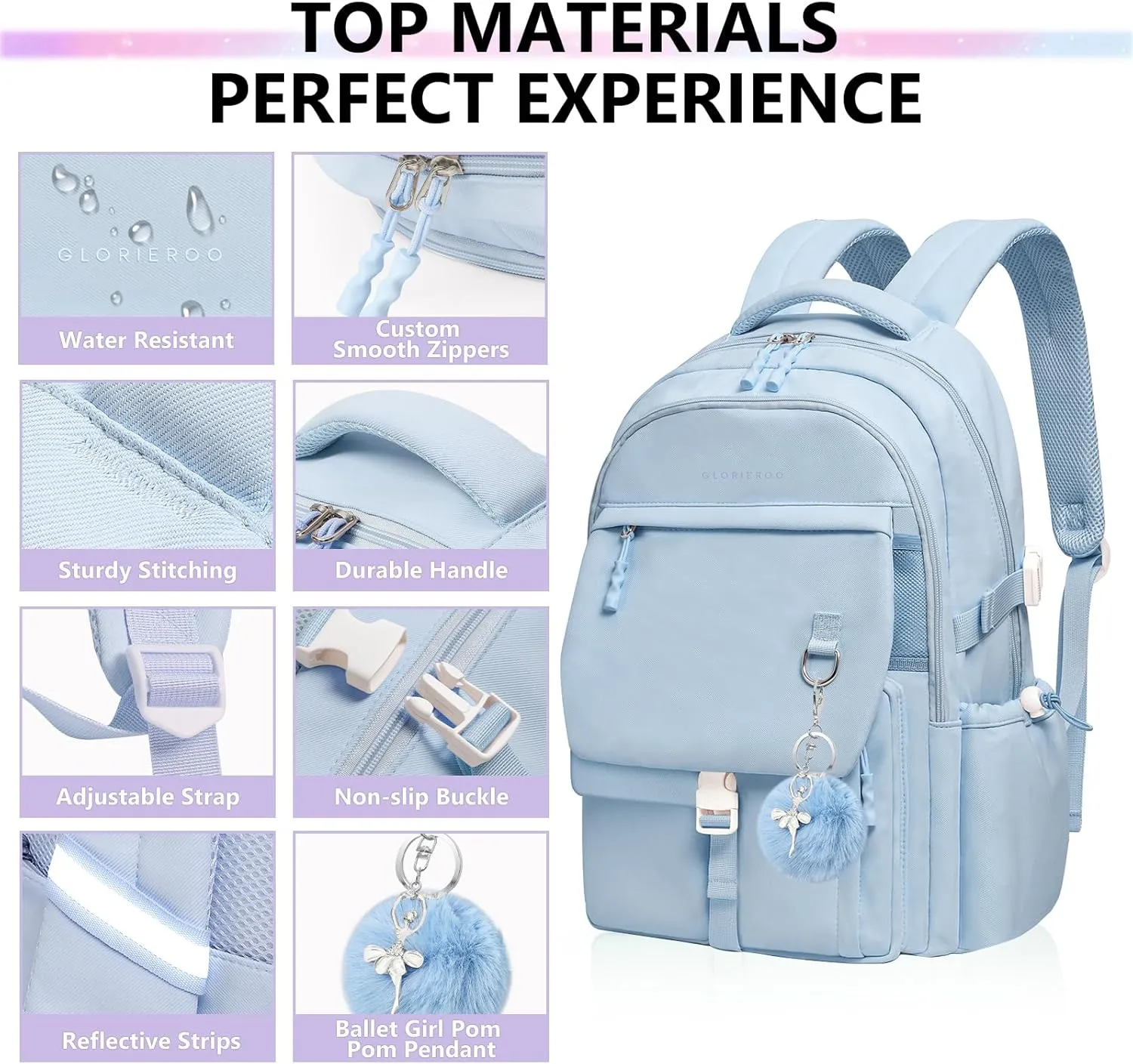 Backpack Travel Casual Daypack Bookbag for School, Multiple Pockets Schoolbag for Teen Girls
