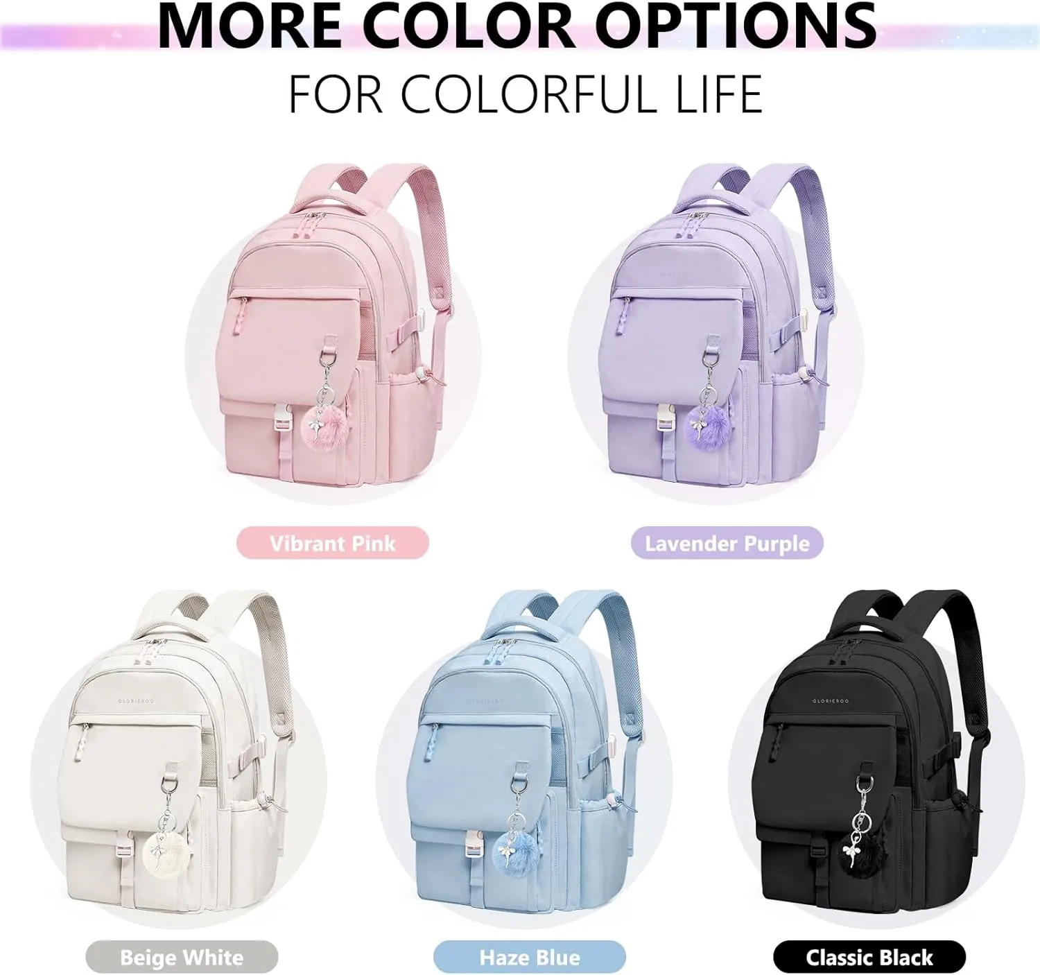 Backpack Travel Casual Daypack Bookbag for School, Multiple Pockets Schoolbag for Teen Girls