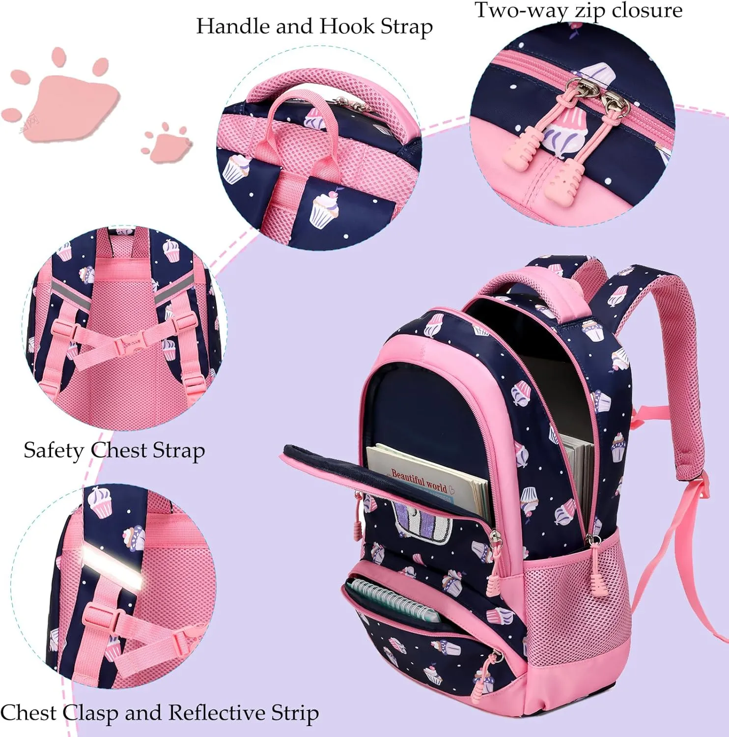 Backpack Unicorn for Girls School Preschool Backpack for Girls 3 IN 1 School Bookpack Set with Lunch Bag Pencil Bag