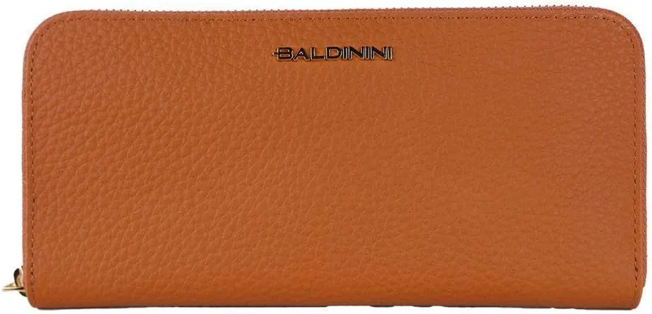 Baldinini Trend Elegant Orange Leather Wallet with Women's Zipper
