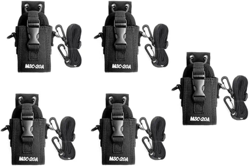 BAOFENG Two Way Radio Strong NylonBag Radio Holster, 3in 1 Protection Case for UV-5R Series UV-82 UV-9R Pro UV-9R Plus BF-888S Ham Radio(Black,5 Pack)