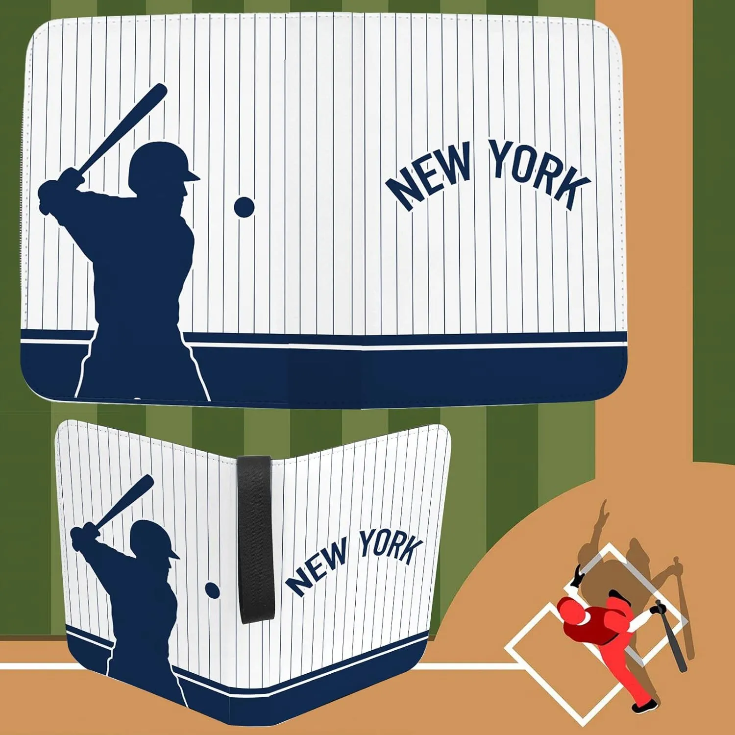Baseball Card Binder with Sleeves, 900 Pocket, White, New York, 3 Ring, for Collectible Cards, Gift