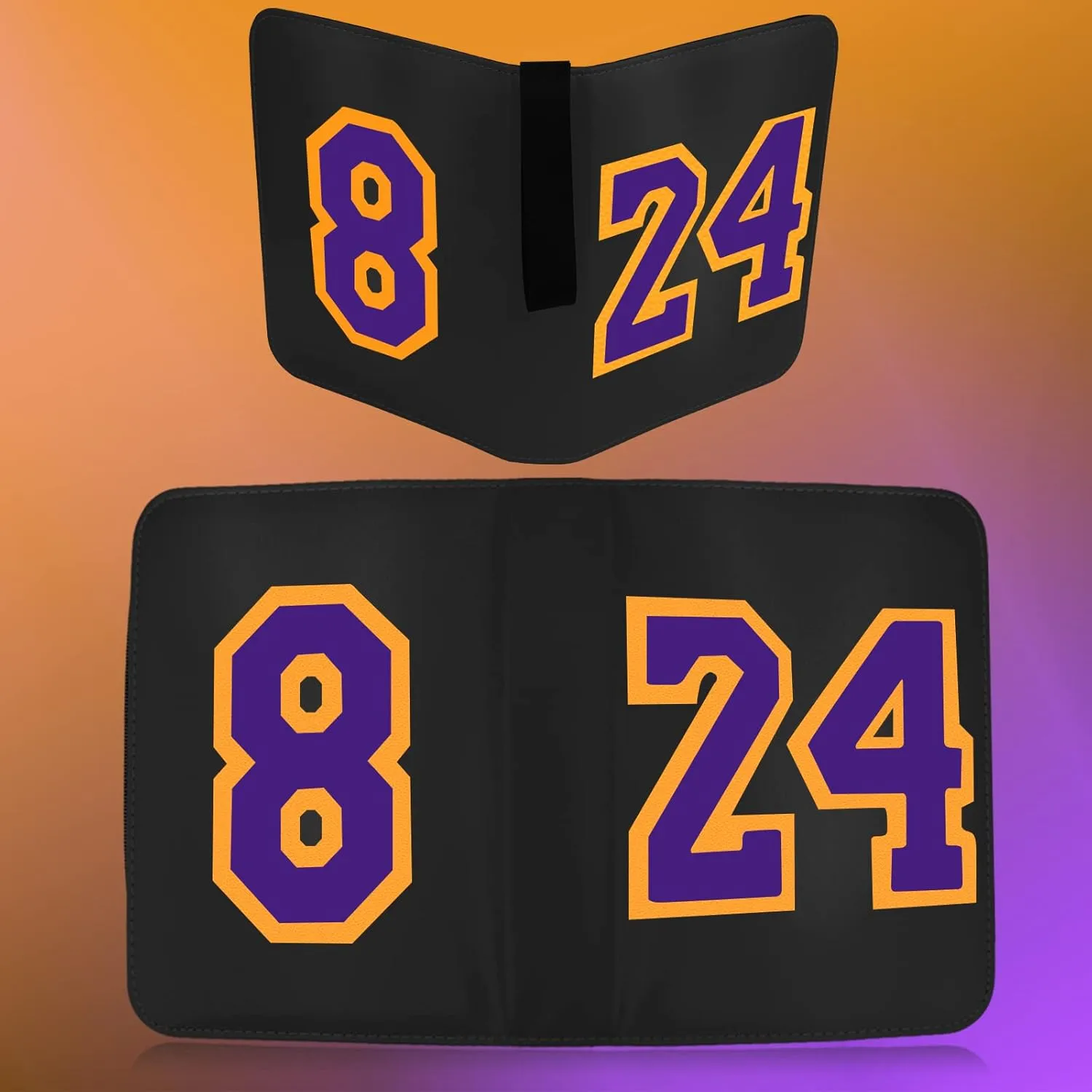 Basketball Card Binder 4 Pocket, 8#24 Sports Trading Card Holder with 50 Sleeves Fits 400 Cards, Basketball Card Display Album Storage Case Collectors Book for Kids Gift (Black-Purple)