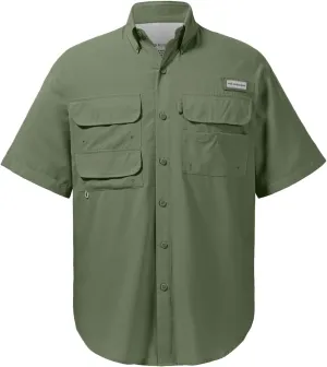BASSDASH UPF 50 Men’s Fishing Dress Shirt Button Down Woven Short Sleeve Outdoor