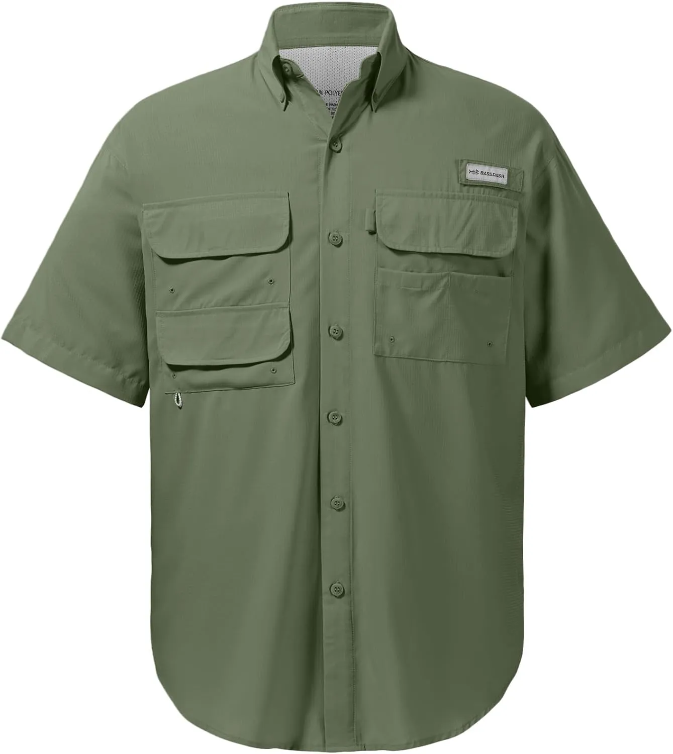 BASSDASH UPF 50 Men’s Fishing Dress Shirt Button Down Woven Short Sleeve Outdoor