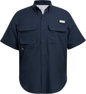 BASSDASH UPF 50 Men’s Fishing Dress Shirt Button Down Woven Short Sleeve Outdoor