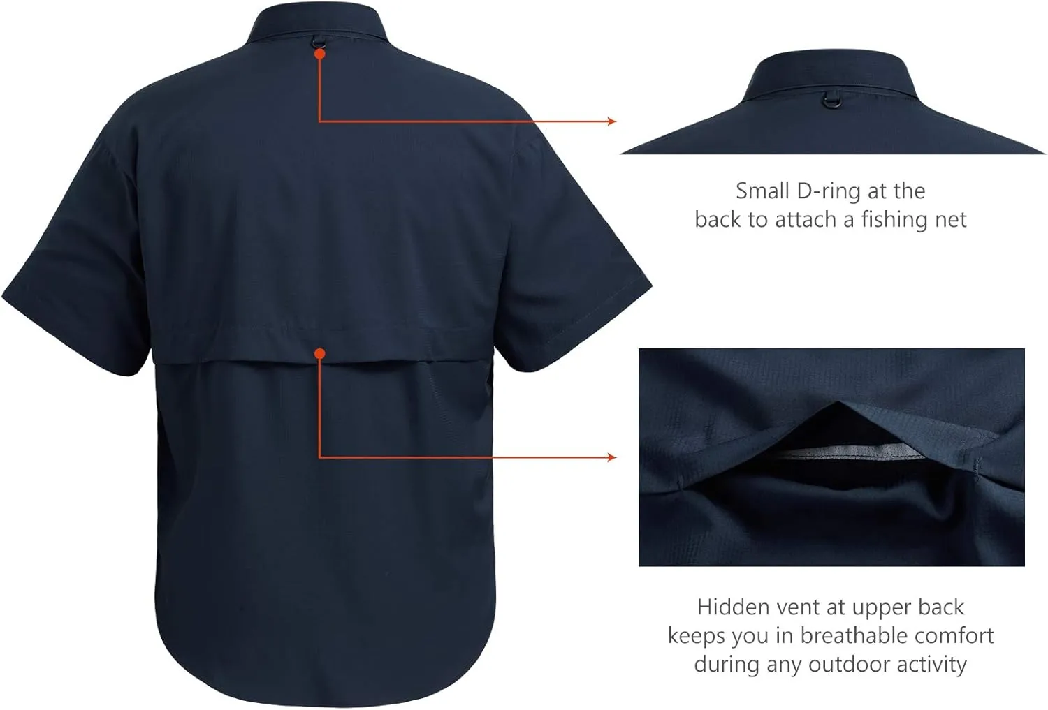 BASSDASH UPF 50 Men’s Fishing Dress Shirt Button Down Woven Short Sleeve Outdoor