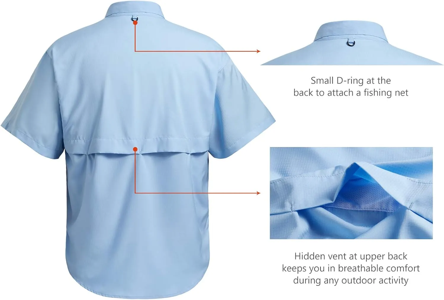 BASSDASH UPF 50 Men’s Fishing Dress Shirt Button Down Woven Short Sleeve Outdoor