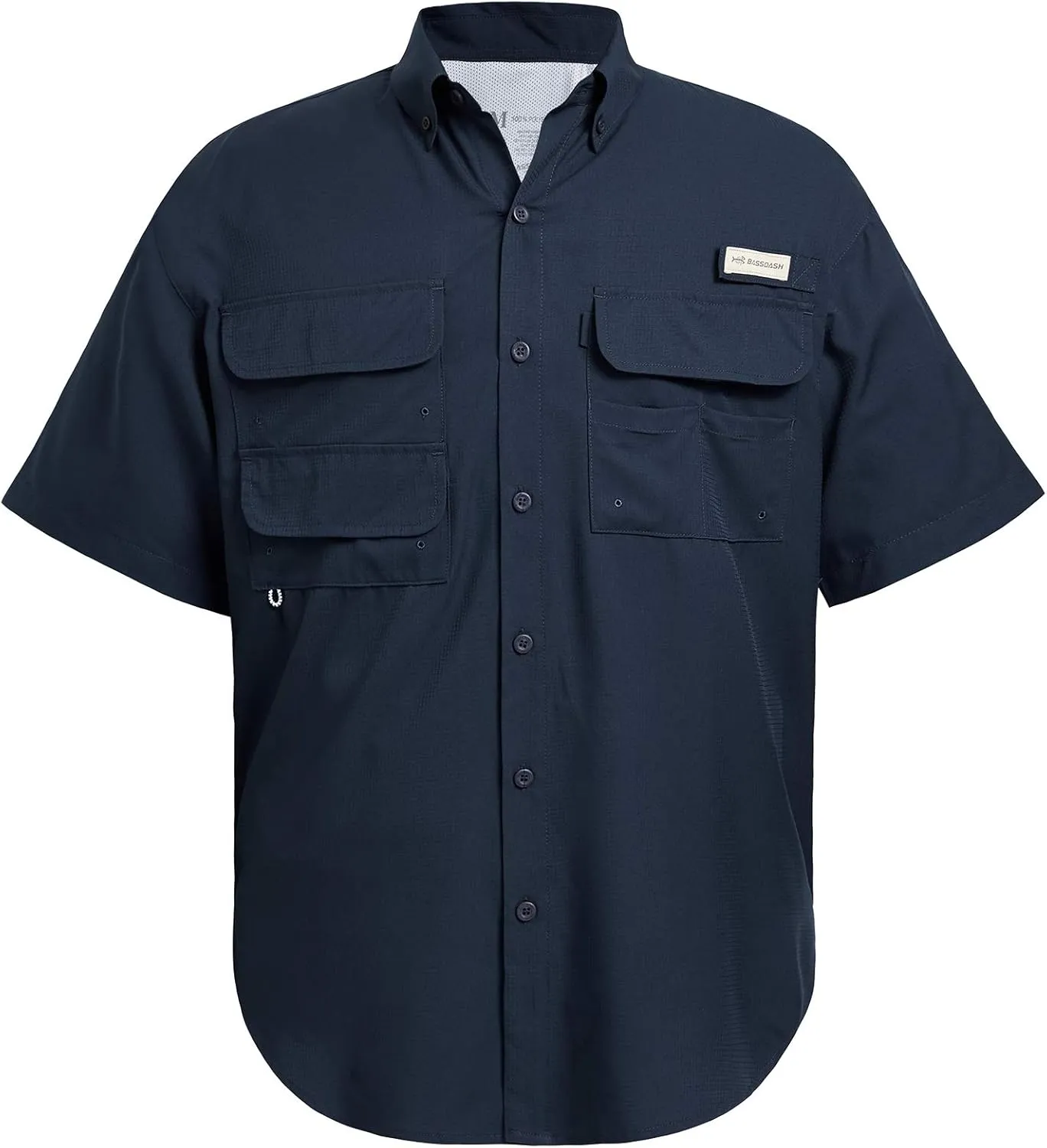 BASSDASH UPF 50 Men’s Fishing Dress Shirt Button Down Woven Short Sleeve Outdoor