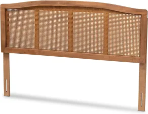 Baxton Studio Marieke Synthetic Rattan Queen Size Headboard, Ash Walnut