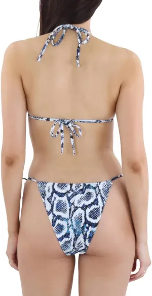BCBGMAXAZRIA Womens Snake Print Nylon Bikini Swim top White 4