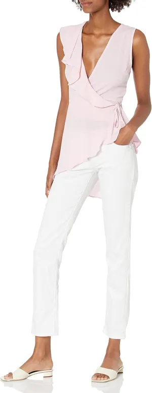 BCBGMAXAZRIA Women's Woven Asymmetrical Wrap Top