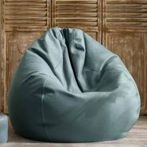 Bean Bag Chair 3.3ft Big Faux Leather Bean Bag Cover Pouf Cover Without Filler Outdoor Beanbag Chaise Lounger Pouf Salon Game Movie Sac Puff For Bedroom Living Room Garden ( Color : Dust green , Size