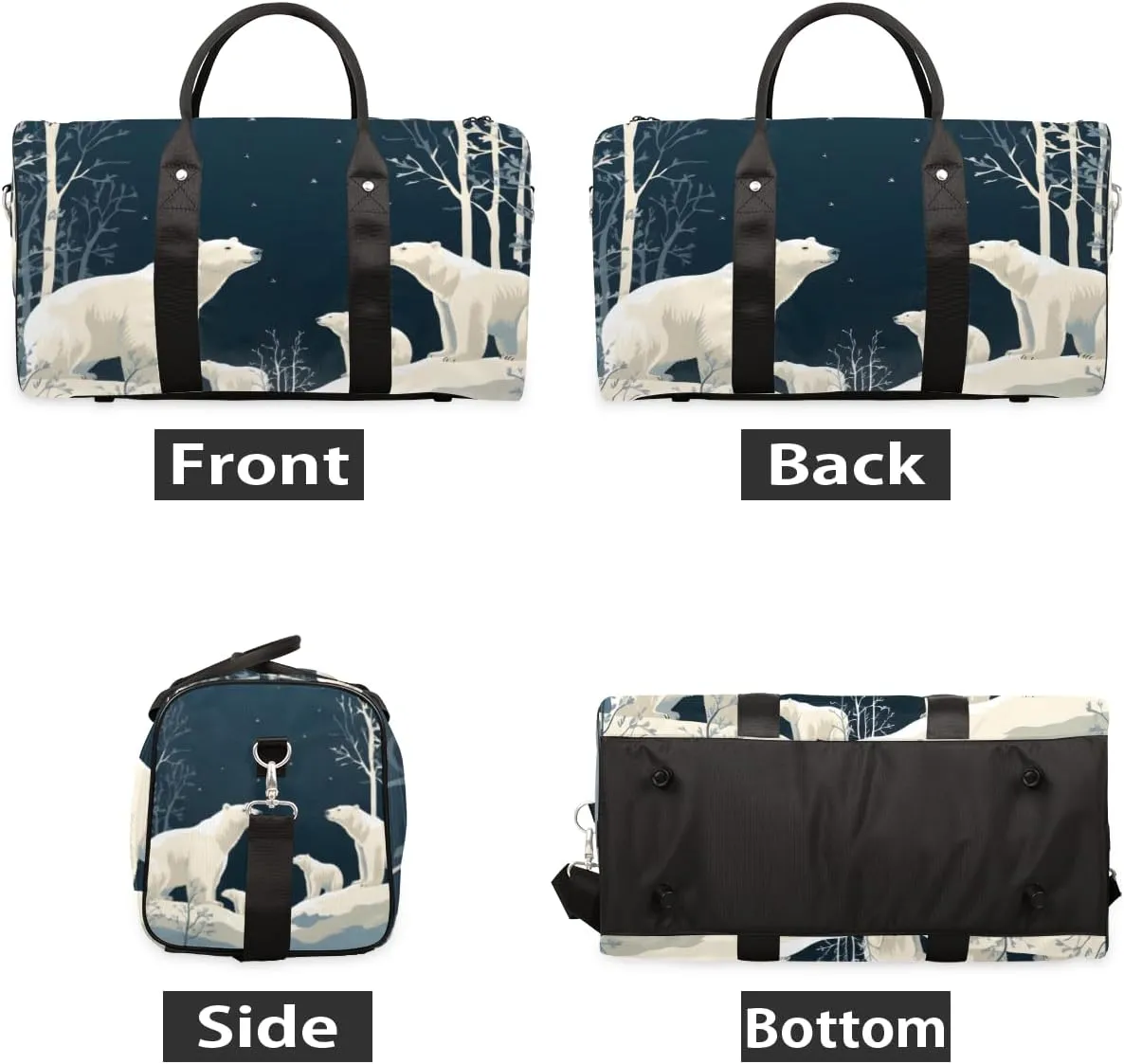 Bear Forest Rustic Travel Duffle Bag for Women Men Gym Duffel Foldable Bag Waterproof Weekender Farmhouse Animal Duffle Tote