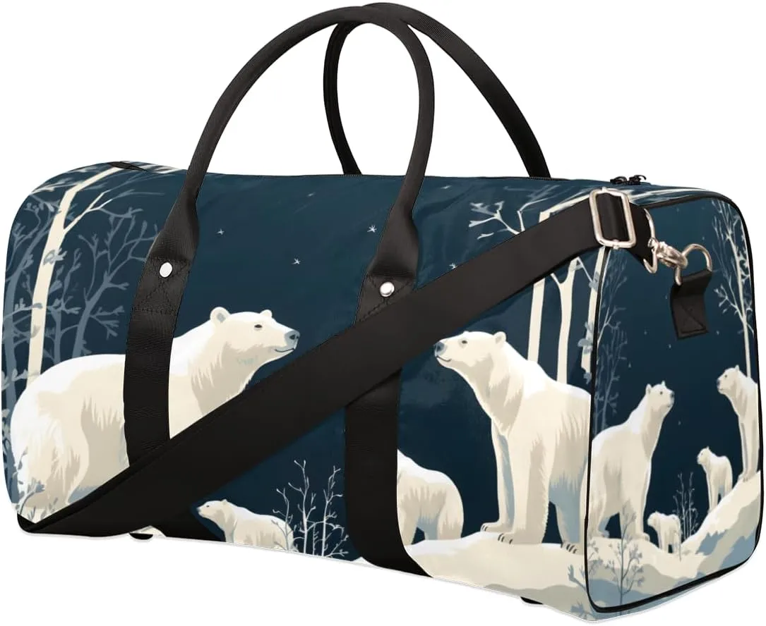 Bear Forest Rustic Travel Duffle Bag for Women Men Gym Duffel Foldable Bag Waterproof Weekender Farmhouse Animal Duffle Tote
